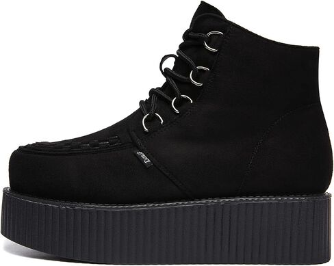 RoseG Women's High Top Suede Lace Up Flat Platform Creepers Shoes Boots in Saudi Arabia