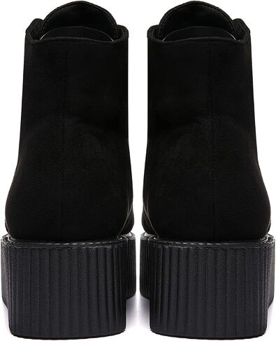 RoseG Women's High Top Suede Lace Up Flat Platform Creepers Shoes Boots in Saudi Arabia