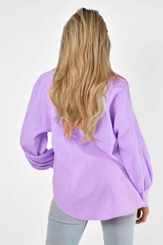 بلوزات قطنية من ABMOIU للسيدات كاجوال برقبة على شكل حرف V وفضفاضة وقميص عصري وأكمام طويلة in Kuwait