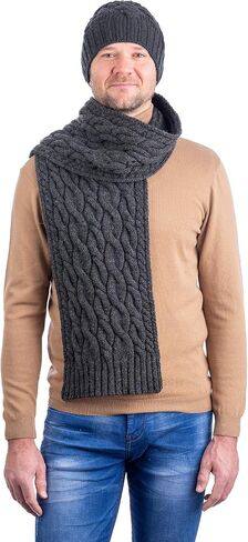 SAOL 100% Merino Wool - Irish Cable Knit Winter Hat for Men's in Saudi Arabia