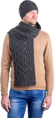 SAOL 100% Merino Wool - Irish Cable Knit Winter Hat for Men's in Saudi Arabia