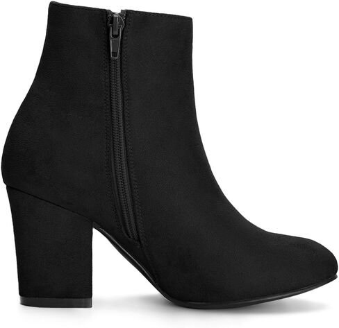 Allegra K Women's Round Toe Side Zip Chunky Heel Ankle Boots in Kuwait