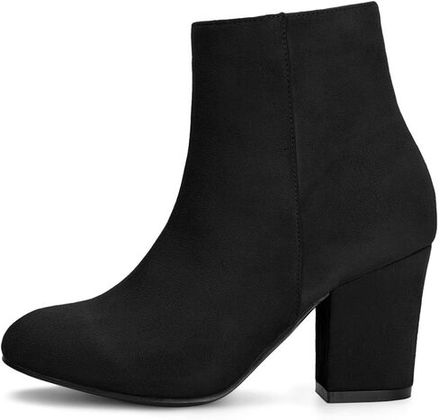 Allegra K Women's Round Toe Side Zip Chunky Heel Ankle Boots in Kuwait