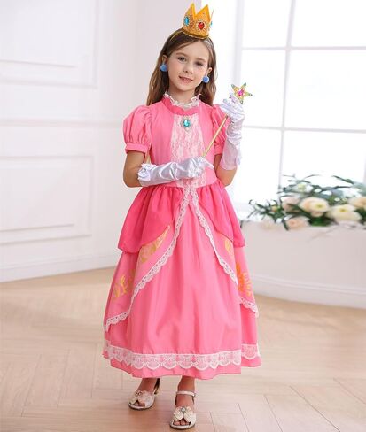 زي الأميرة الخوخ من iTVTi للفتيات والأطفال فستان سوبر براذرز الوردي التنكري لحفلات الهالوين in Kuwait