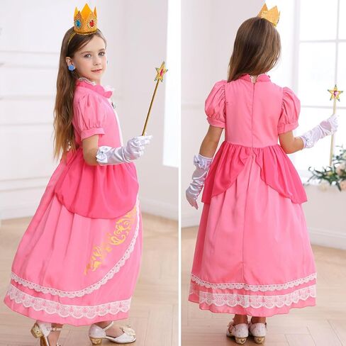 زي الأميرة الخوخ من iTVTi للفتيات والأطفال فستان سوبر براذرز الوردي التنكري لحفلات الهالوين in Kuwait