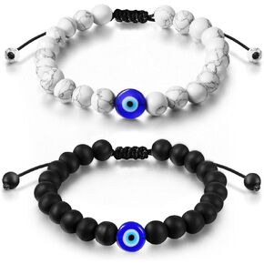Hicarer 2 Pieces Couple Bracelets Mutual Relationship Bracelets 7 Knot Rope Braided Bracelets Adjustable Matching Pinky Promise Bracelets Vows of Eternal Love Jewelry