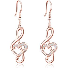 WINNICACA Music Note Earrings Sterling Silver Created Opal Musical Jewelry for Music Lovers Music Gifts for Women Teacher Dancer Her