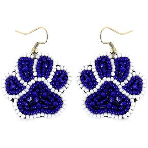 Emulily Beaded Colorful Paw Post Earrings Handmade Paw Earrings in Saudi Arabia