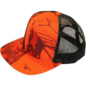 Mossy Oak Blaze Orange Camo Trucker Hat Mens Cap Mesh Snapback Wear Flat or Curved Bill Sweatband in Kuwait