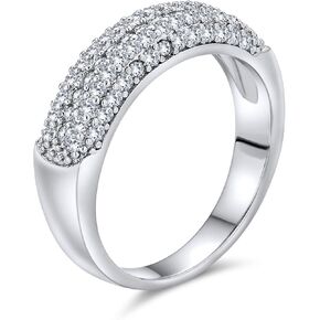 Personalized Micro Pave AAA Cubic Zirconia Cocktail Anniversary Wide CZ Pave Anniversary Statement 1/2 Eternity Wedding Band Ring For Women Rose Gold Plated .925 Sterling Silver Customizable