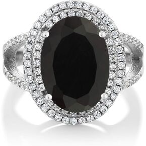 خاتم من الفضة الإسترليني عيار 925 من Gem Stone King للنساء (6.44 قيراط، بيضاوي 14 × 10 مم، حجر ميلاد من الأحجار الكريمة، متوفر بمقاس 5، 6، 7، 8، 9) in Kuwait