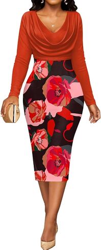Print Dresses for Women Elegant Church Dress Casual Flowy High Waist Cocktail Tropical Bodycon Dress in Kuwait
