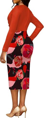 Print Dresses for Women Elegant Church Dress Casual Flowy High Waist Cocktail Tropical Bodycon Dress in Kuwait