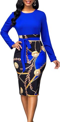 Print Dresses for Women Elegant Church Dress Casual Flowy High Waist Cocktail Tropical Bodycon Dress in Kuwait