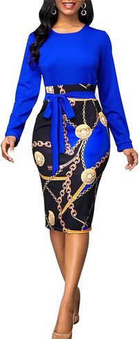 Print Dresses for Women Elegant Church Dress Casual Flowy High Waist Cocktail Tropical Bodycon Dress in Kuwait