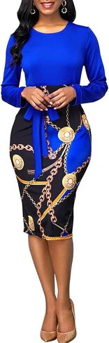 Print Dresses for Women Elegant Church Dress Casual Flowy High Waist Cocktail Tropical Bodycon Dress in Kuwait