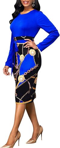 Print Dresses for Women Elegant Church Dress Casual Flowy High Waist Cocktail Tropical Bodycon Dress in Kuwait