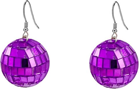 60s 70s Disco Ball Earrings for Women Girls,Retro Neon Hippie Disco Ball Earrings Colorful Mirror Reflective Acrylic Dangle Drop Earrings 80s Halloween Costume Accessories in Kuwait
