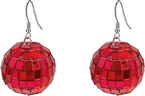 60s 70s Disco Ball Earrings for Women Girls,Retro Neon Hippie Disco Ball Earrings Colorful Mirror Reflective Acrylic Dangle Drop Earrings 80s Halloween Costume Accessories in Kuwait