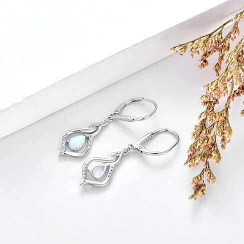 VONALA Opal Teardrop Earrings Sterling Silver Blue/Pink/White/Moonstone/Moss Agate/Heart Opal Earrings for Women Opal Leverback Dangle Earrings Opal Jewelry Gifts for Women Teens Girls Wife Mom Birthday in Kuwait