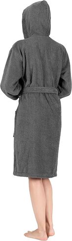 Classic Turkish Towels Unisex Premium Cotton Hooded Bathrobe - Luxury Plush Long Terry Cloth Robe, Grey (Medium/Large) in Kuwait