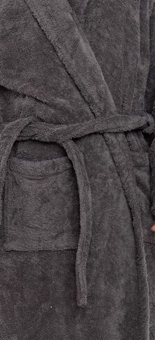 Classic Turkish Towels Unisex Premium Cotton Hooded Bathrobe - Luxury Plush Long Terry Cloth Robe, Grey (Medium/Large) in Kuwait