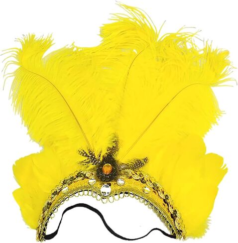عصابة رأس Goenb Mardi Gras، عصابة رأس Mardi Gras للنساء والفتيات، غطاء رأس من ريش الكرنفال لحفلات هاواي التنكرية in Kuwait