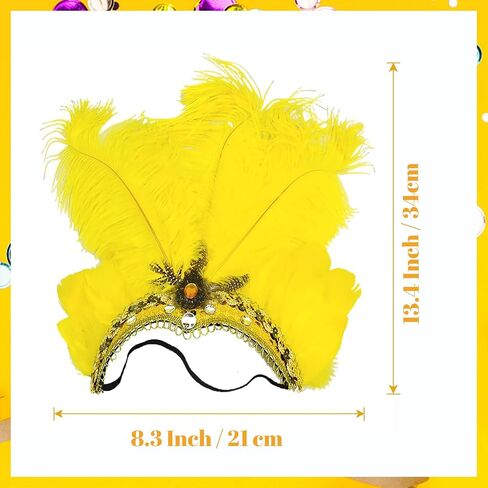 عصابة رأس Goenb Mardi Gras، عصابة رأس Mardi Gras للنساء والفتيات، غطاء رأس من ريش الكرنفال لحفلات هاواي التنكرية in Kuwait