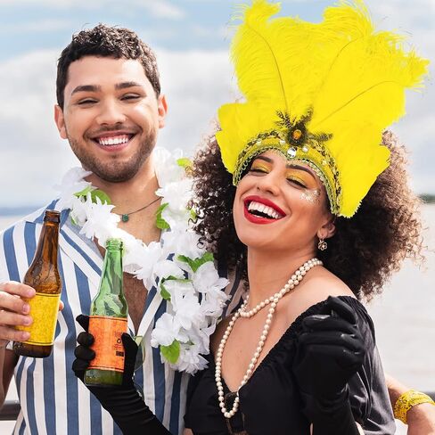 عصابة رأس Goenb Mardi Gras، عصابة رأس Mardi Gras للنساء والفتيات، غطاء رأس من ريش الكرنفال لحفلات هاواي التنكرية in Kuwait