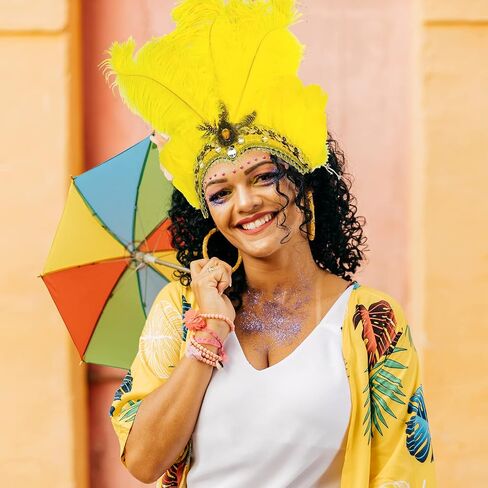عصابة رأس Goenb Mardi Gras، عصابة رأس Mardi Gras للنساء والفتيات، غطاء رأس من ريش الكرنفال لحفلات هاواي التنكرية in Kuwait