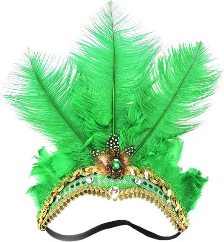 عصابة رأس Goenb Mardi Gras، عصابة رأس Mardi Gras للنساء والفتيات، غطاء رأس من ريش الكرنفال لحفلات هاواي التنكرية in Kuwait