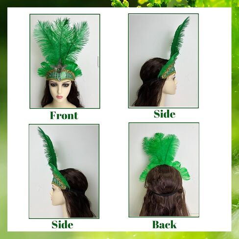 عصابة رأس Goenb Mardi Gras، عصابة رأس Mardi Gras للنساء والفتيات، غطاء رأس من ريش الكرنفال لحفلات هاواي التنكرية in Kuwait