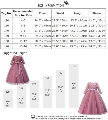Flower Girls 3/4 Sleeve Deep V-Back Tulle Vintage Lace Wedding Party Long Dress Princess Communion Pageant Maxi Gown in Kuwait