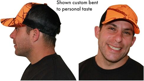 Mossy Oak Blaze Orange Camo Trucker Hat Mens Cap Mesh Snapback Wear Flat or Curved Bill Sweatband in Kuwait