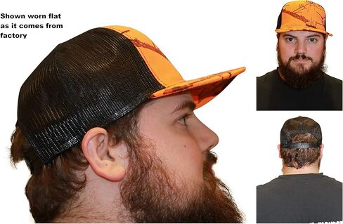 Mossy Oak Blaze Orange Camo Trucker Hat Mens Cap Mesh Snapback Wear Flat or Curved Bill Sweatband in Kuwait