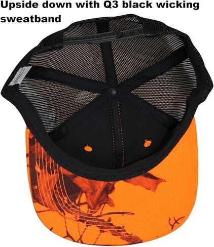 Mossy Oak Blaze Orange Camo Trucker Hat Mens Cap Mesh Snapback Wear Flat or Curved Bill Sweatband in Kuwait