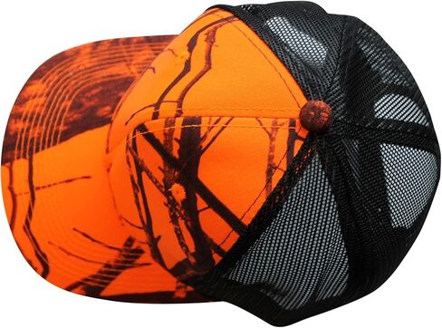 Mossy Oak Blaze Orange Camo Trucker Hat Mens Cap Mesh Snapback Wear Flat or Curved Bill Sweatband in Kuwait