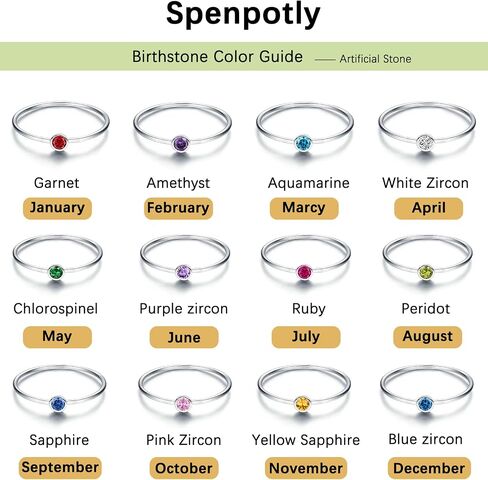 925 Sterling Silver Mother Daughter Birthstone Stackable Rings Set Mother Ring with Birthstone Mother Daughter Family Ring Mother's Day Jewelry Gifts for Wife in Saudi Arabia