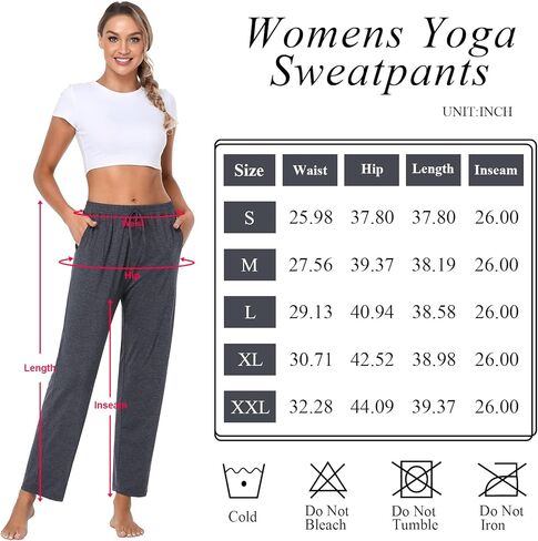 بنطال رياضي لليوجا للسيدات من Annenmy مع جيوب مستقيمة وخفيفة الوزن ومريحة وخصر عالي ورباط مطاطي وفضفاض in Kuwait