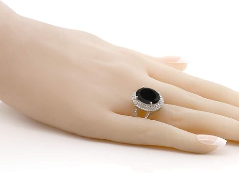 خاتم من الفضة الإسترليني عيار 925 من Gem Stone King للنساء (6.44 قيراط، بيضاوي 14 × 10 مم، حجر ميلاد من الأحجار الكريمة، متوفر بمقاس 5، 6، 7، 8، 9) in Kuwait