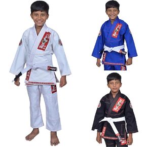 تويستر كيدز البرازيلي جيو جيتسو جي | نسيج شبابي خفيف للغاية منكمش مسبقًا BJJ Gi | يأتي مع حزام أبيض مجاني in Kuwait