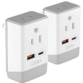 Ceptics أستراليا الصين نيوزيلندا محول قابس الطاقة 2 حزمة، QC 3.0 وPD، USB مزدوج آمن وUSB-C - 2 مقبس الولايات المتحدة الأمريكية للولايات المتحدة الأمريكية إلى أستراليا نيوزيلندا فيجي الأرجنتين، النوع I AP-16-2PK شحن سريع in Kuwait