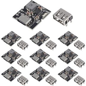 10PCS Type-C USB 5V 2A Boost Converter Step-Up Power Module Lithium Battery Charging Protection Board LED Display USB for DIY Charger (no Welding Version) in Saudi Arabia