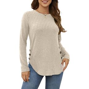 Yincro Women's Long Sleeve Fall Sweaters Lightweight Casual Crewneck Tunic Tops