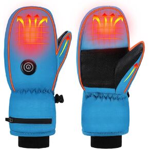 Welltop Heated Mittens Gloves for Kids, Electric Kids Ski Snow Gloves with Touchscreen 7.4V 3000mAh Rechargeable Battery Boys Girls Warm Winter Gloves for Skiing Skating Snowboarding Camping Hiking in Kuwait
