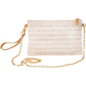 SINGBO Crossbody Summer Bag for Women Beach Straw Purse with Chain Strap