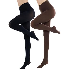 CozyWow Womens Tights 2 Pairs Run Resistant 80D High Waist Solid Color Semi Opaque Tights in Kuwait
