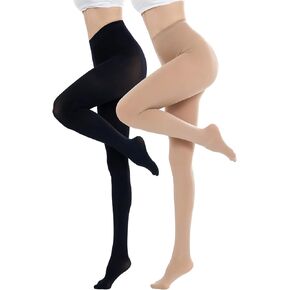 CozyWow Womens Tights 2 Pairs Run Resistant 80D High Waist Solid Color Semi Opaque Tights