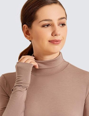 CRZ YOGA Women's Lightweight Long Sleeve Shirts Mock Turtleneck Pullover Lounge Workout Layer Tops with Thumbholes in Saudi Arabia