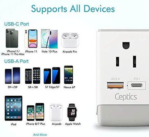 Ceptics أستراليا الصين نيوزيلندا محول قابس الطاقة 2 حزمة، QC 3.0 وPD، USB مزدوج آمن وUSB-C - 2 مقبس الولايات المتحدة الأمريكية للولايات المتحدة الأمريكية إلى أستراليا نيوزيلندا فيجي الأرجنتين، النوع I AP-16-2PK شحن سريع in Kuwait
